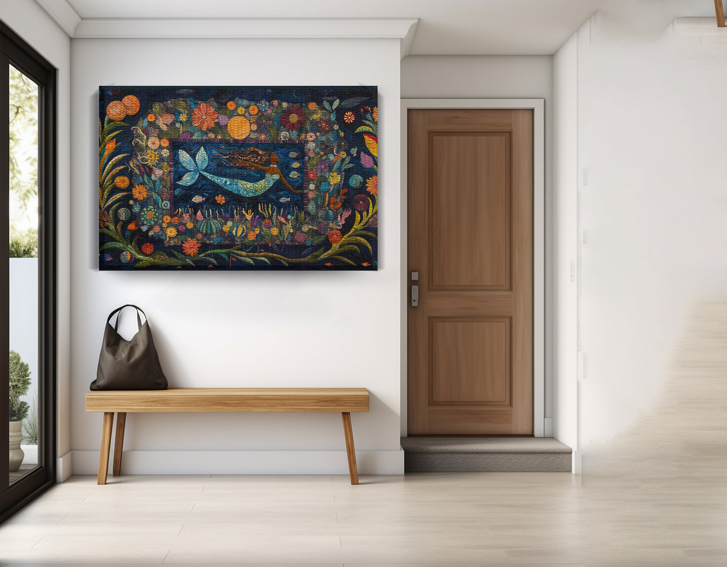 Black Mermaid Floral Ocean Caribbean wall art view 17
