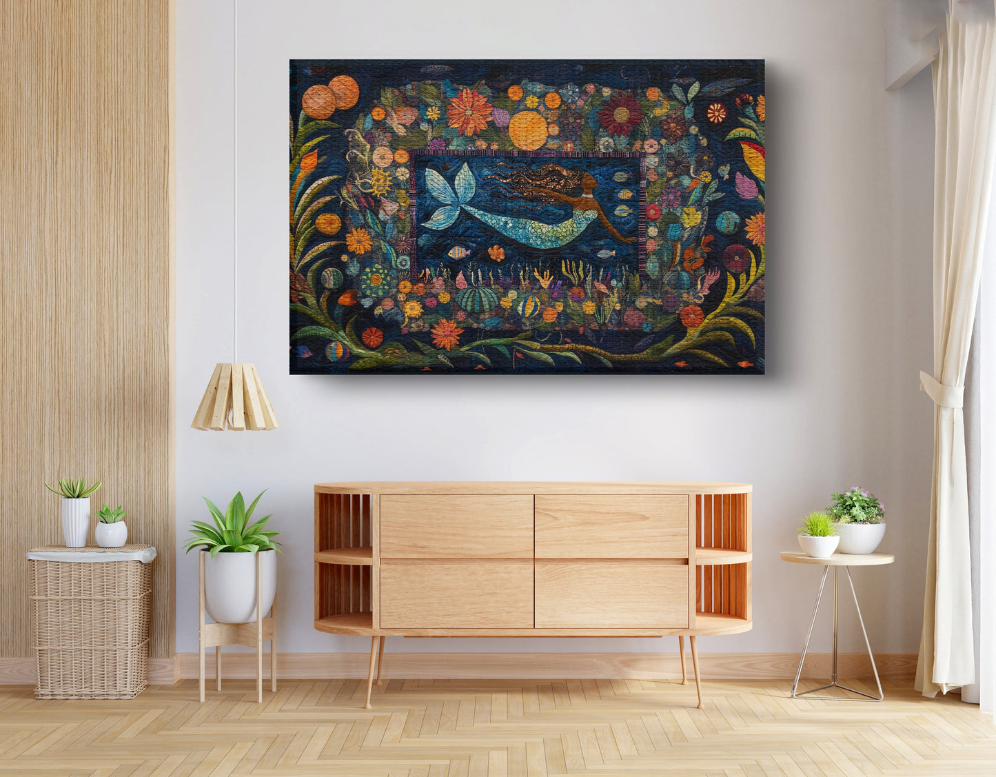 Black Mermaid Floral Ocean Caribbean wall art view 14