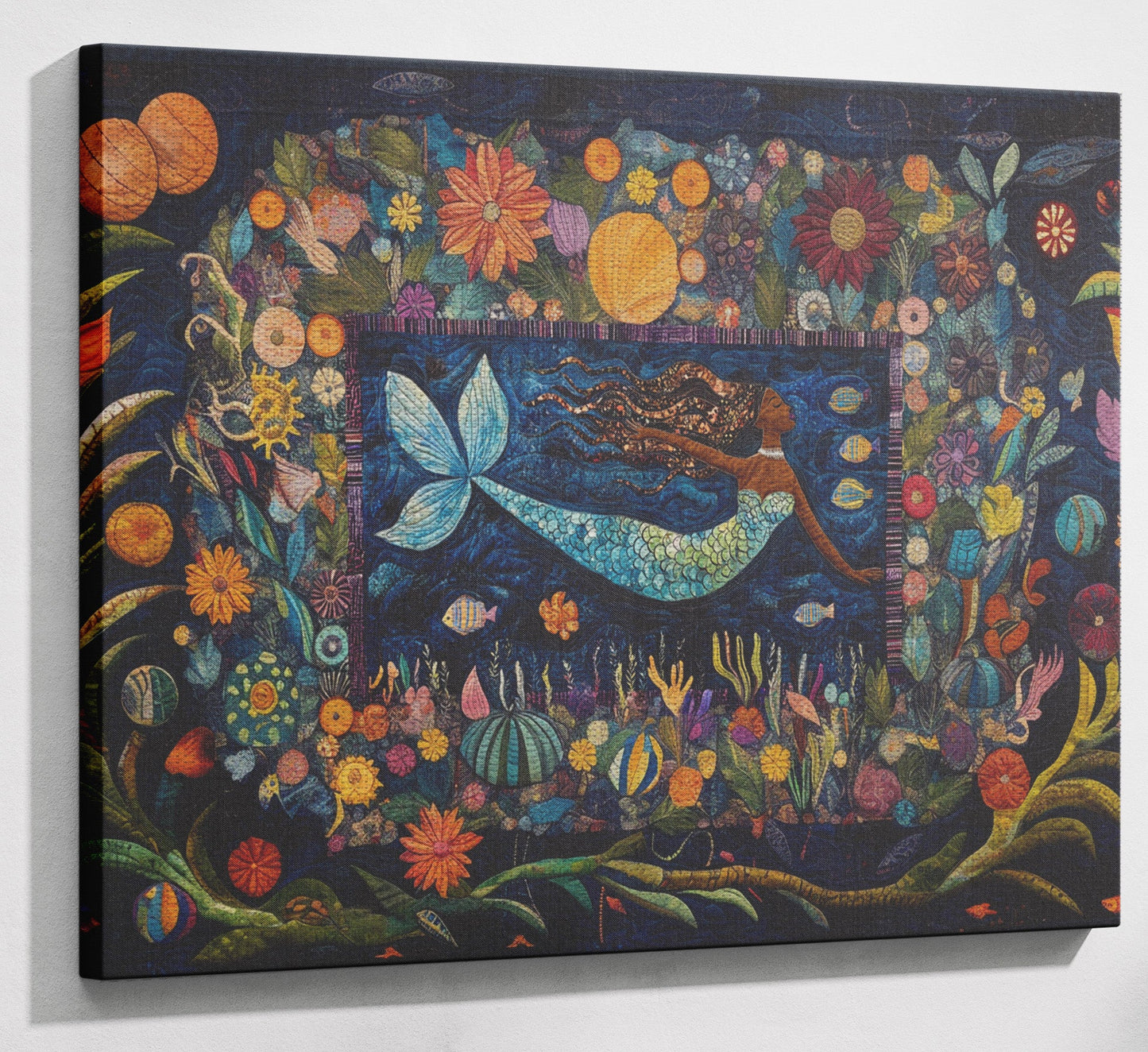 Black Mermaid Floral Ocean Caribbean wall art view 13