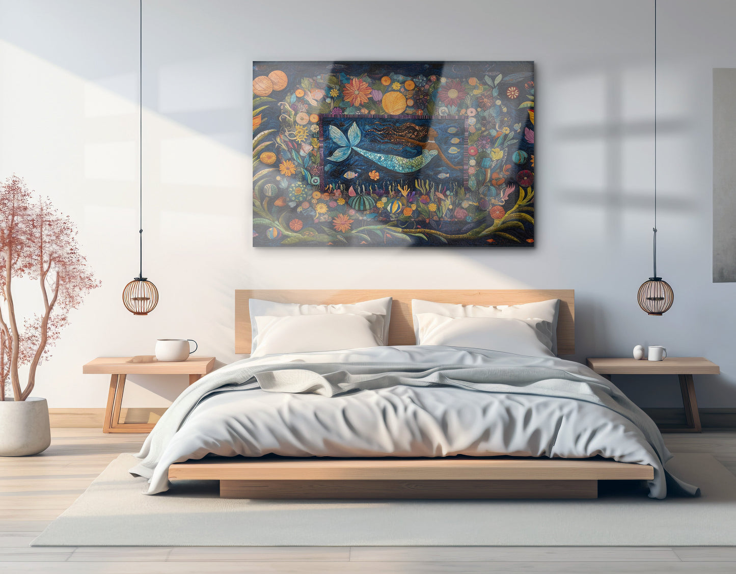 Black Mermaid Floral Ocean Caribbean wall art view 21