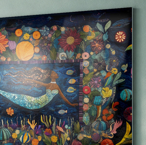 Black Mermaid Floral Ocean Caribbean wall art view 22