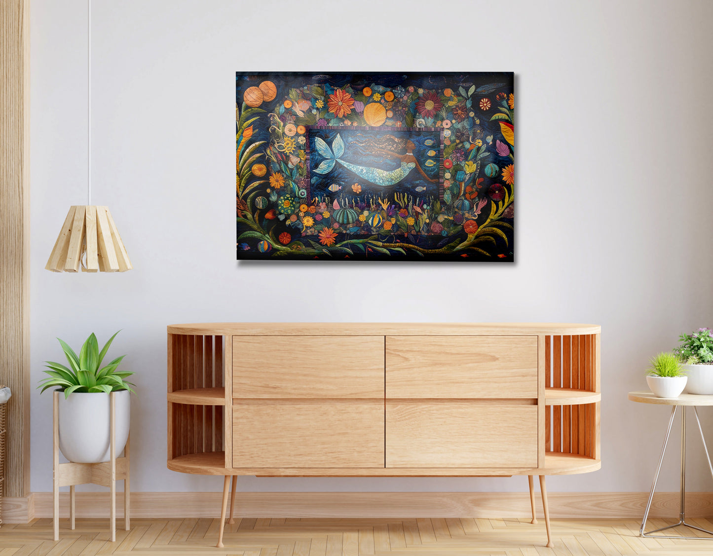 Black Mermaid Floral Ocean Caribbean wall art view 20