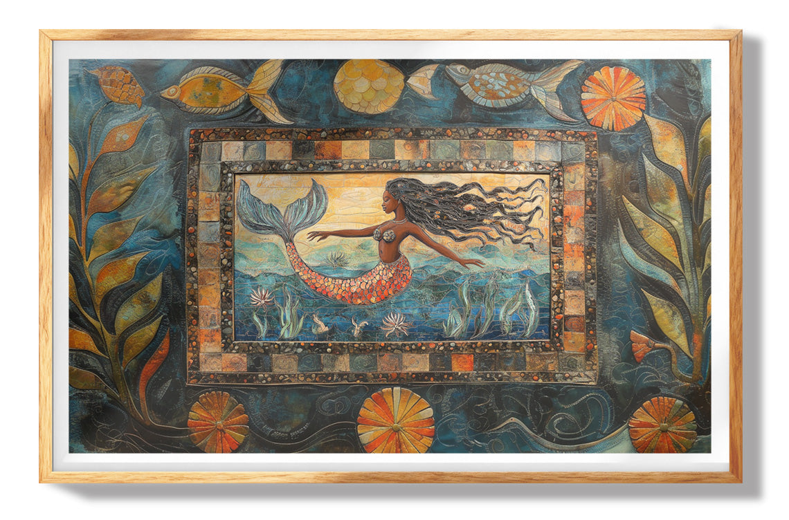 Black Mermaid Folk African American canvas print view 73