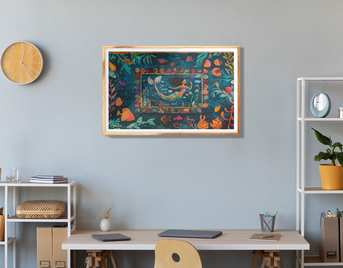 Black Mermaid Floral Ocean Caribbean wall art view 78