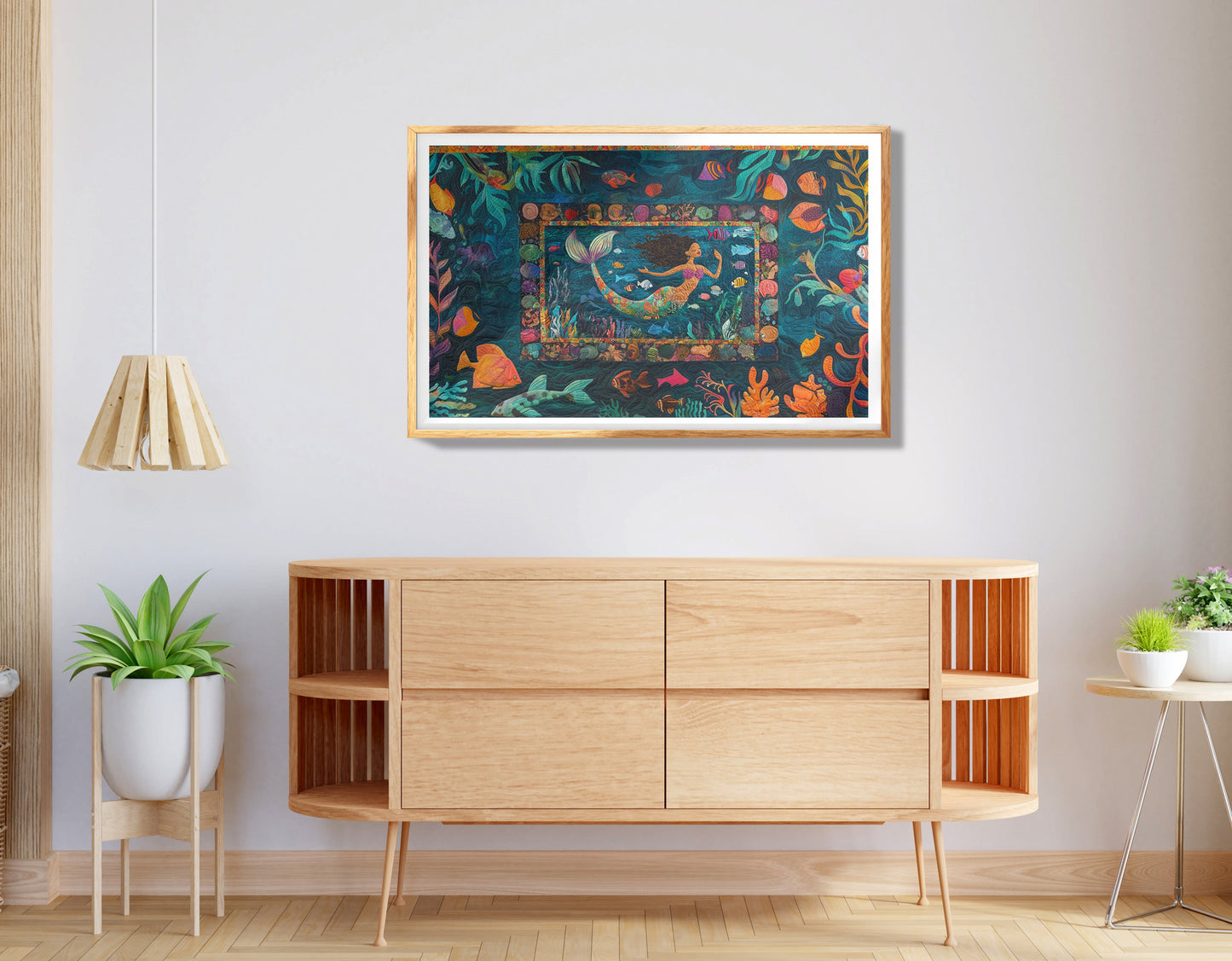 Black Mermaid Floral Ocean Caribbean wall art view 74