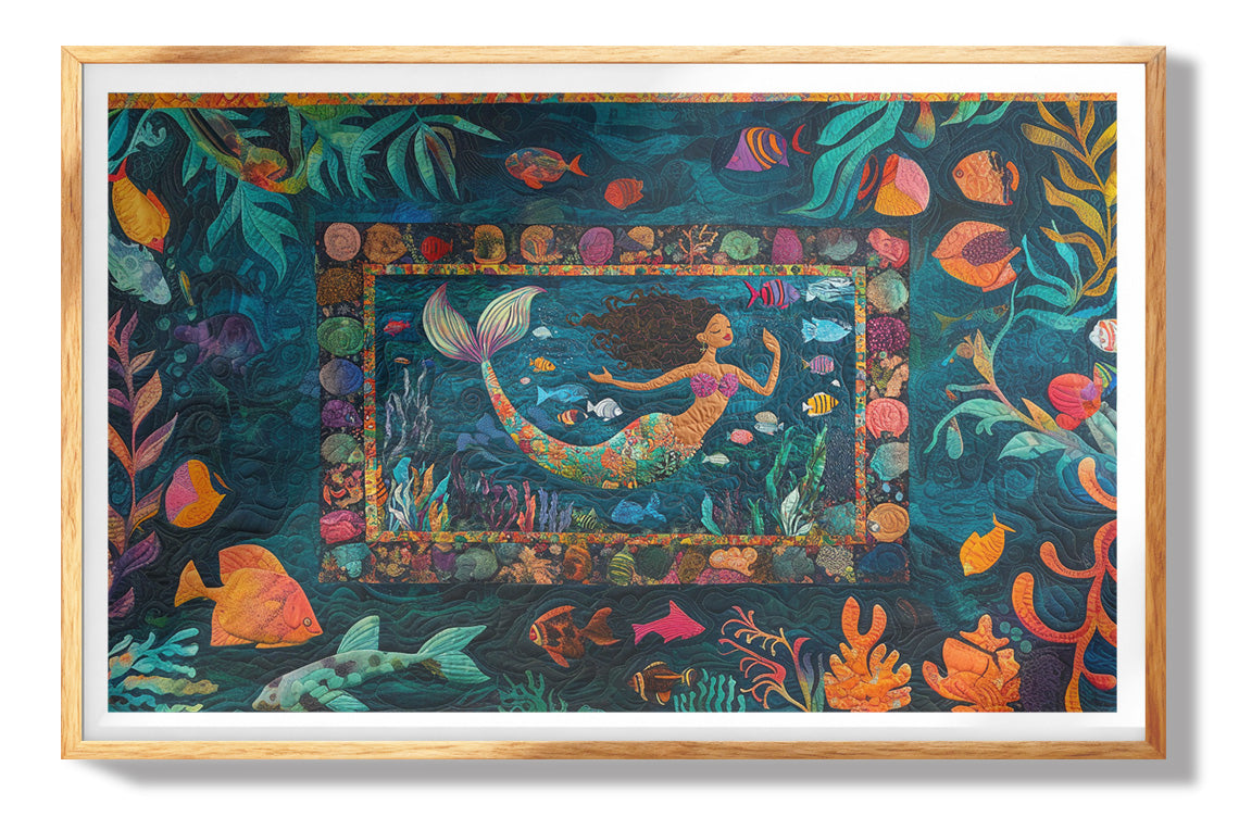 Black Mermaid Floral Ocean Caribbean wall art view 73