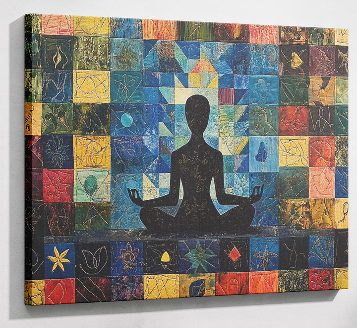 Black Woman Meditation African American wall art canvas print with visible wall art format