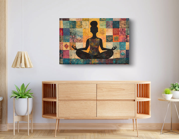 Black Woman Yoga Meditation Wall Art