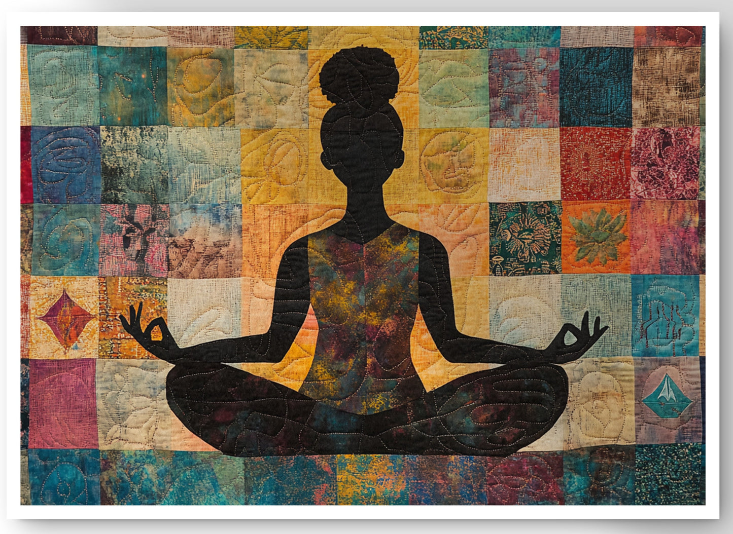 Black Woman Yoga Meditation African American wall art canvas print by MoomZee Artwork