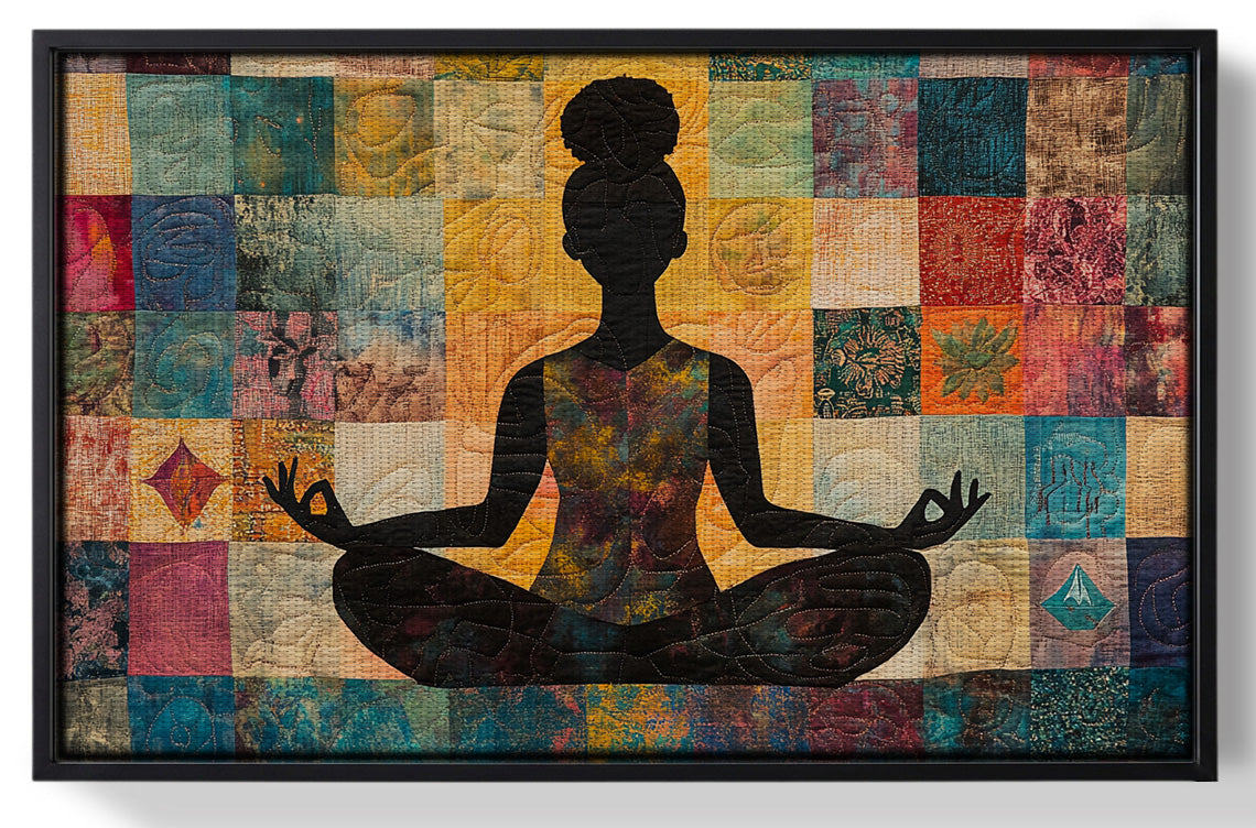 Framed Black Woman Yoga Meditation African American wall art for home decor