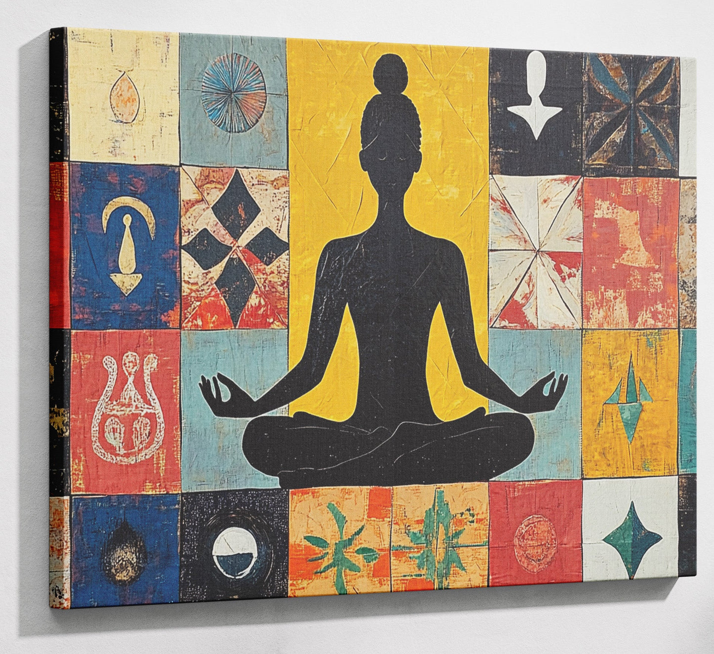 Black Woman Meditation Abstract African American wall art canvas print with visible wall art format