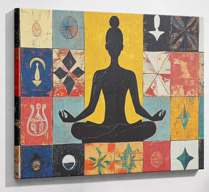 Black Woman Meditation Abstract African American wall art canvas print with visible wall art format