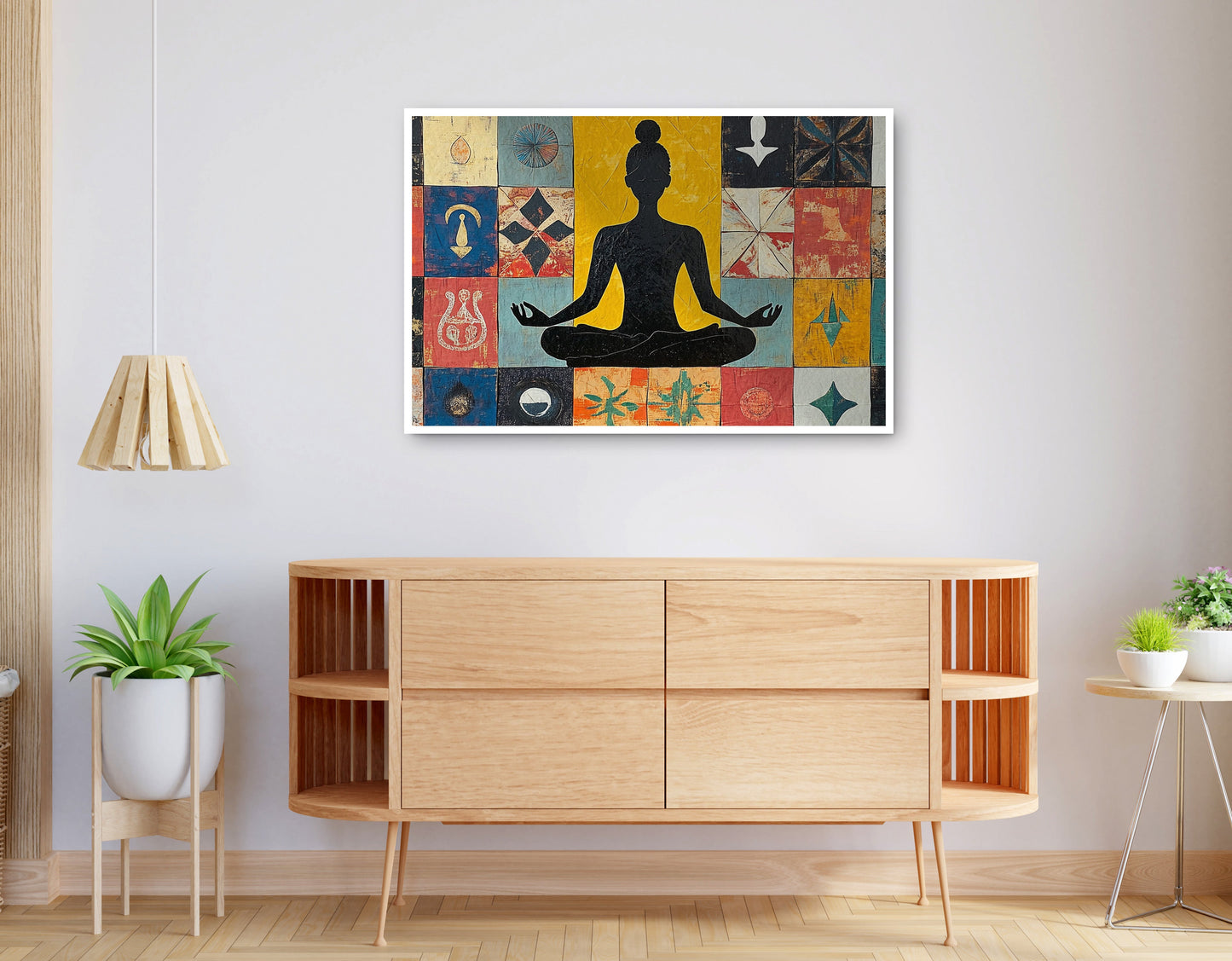 Alternate view of Black Woman Meditation Abstract African American wall art canvas print