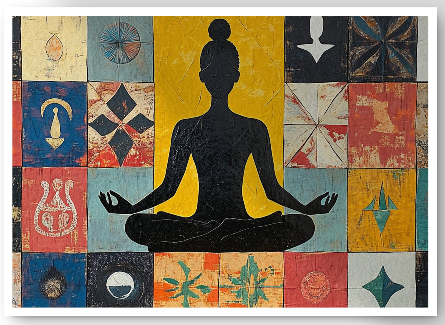 Black Woman Meditation Abstract African American wall art canvas print by MoomZee Artwork