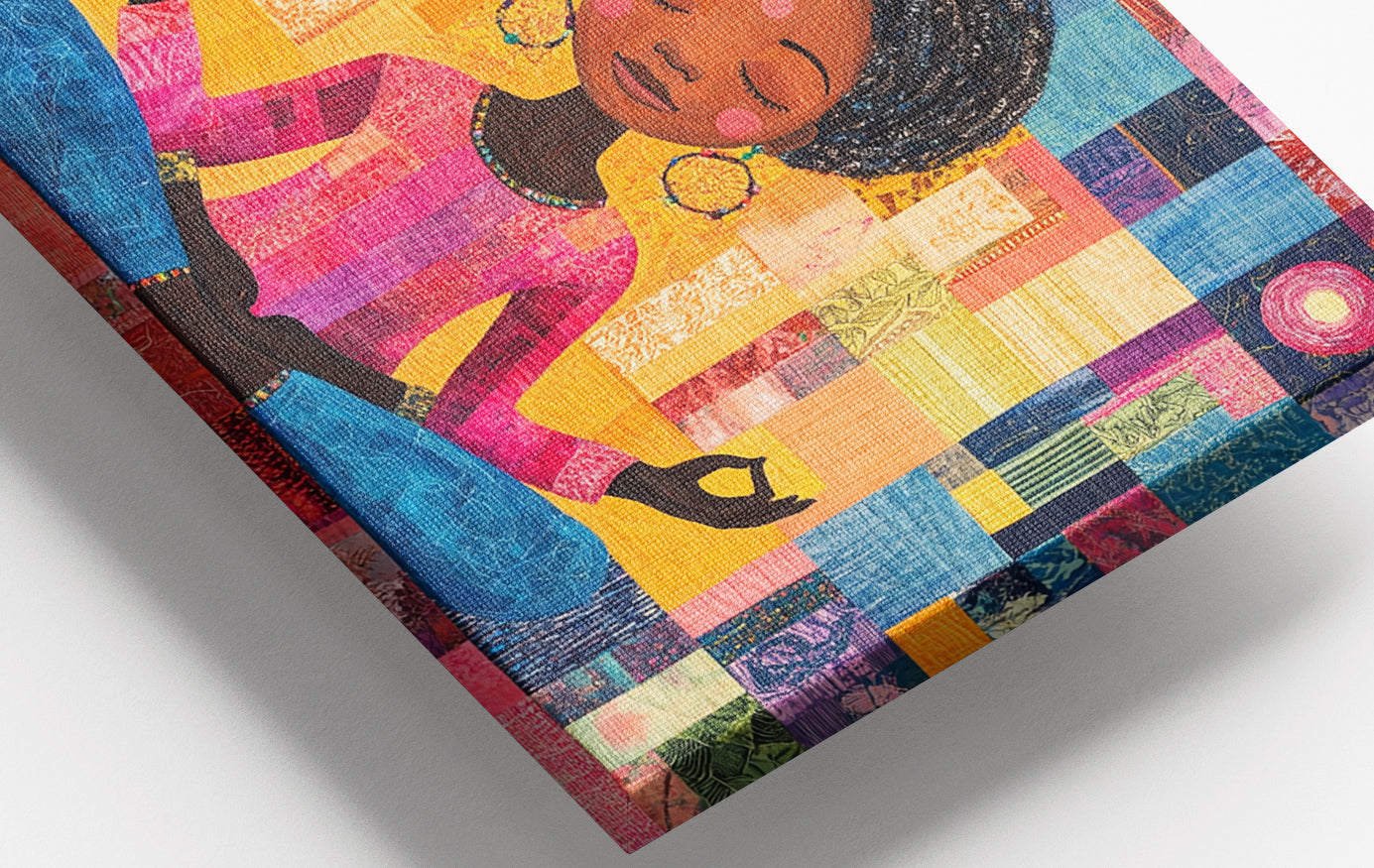Close-up of Black Girl Meditation Black children wall art detail