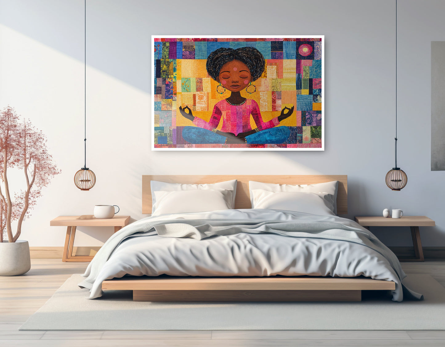 Black Girl Meditation Black children wall art artwork view
