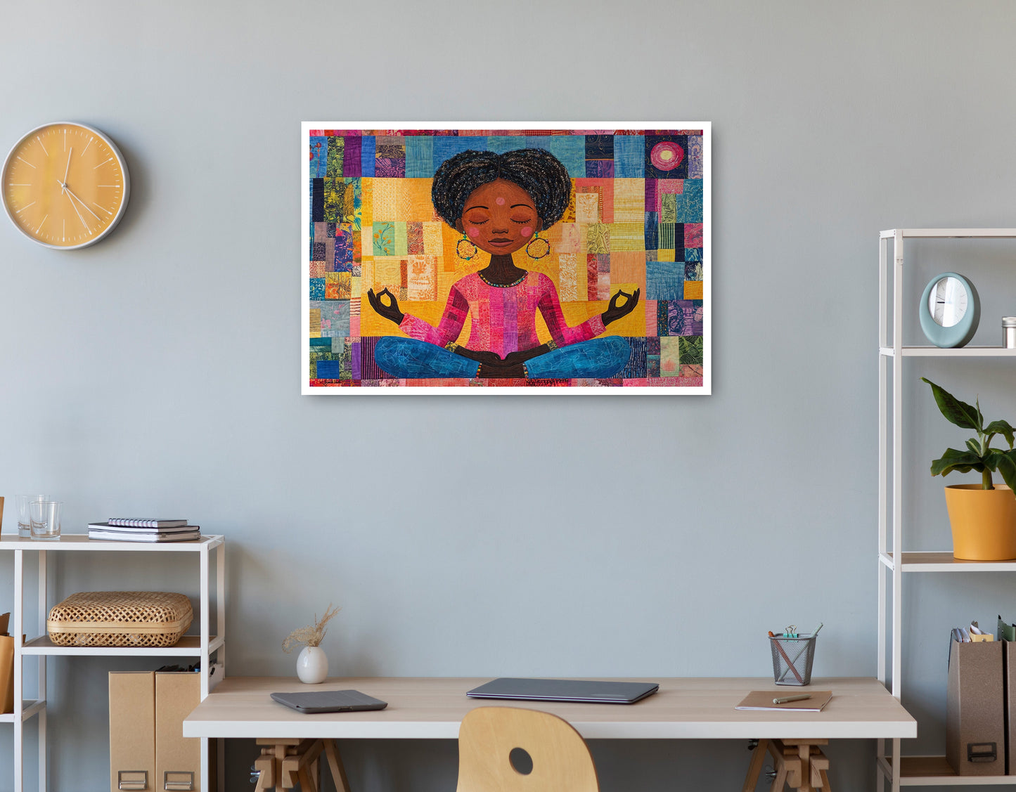 Black Girl Meditation Black children wall art print view