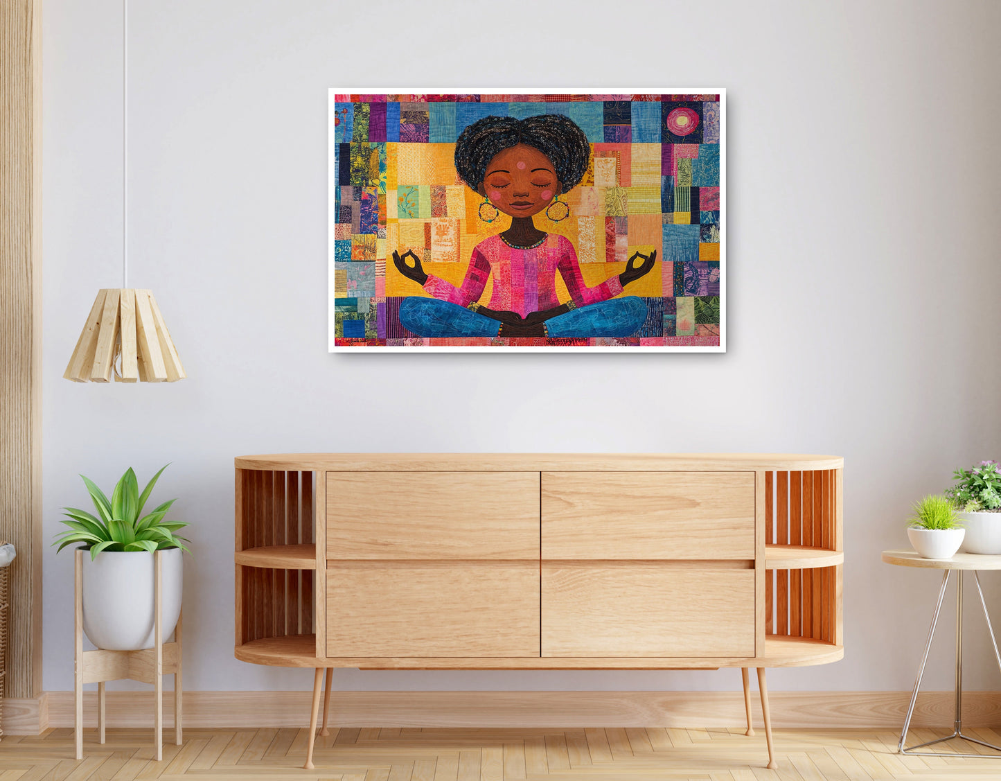 Alternate view of Black Girl Meditation Black children wall art canvas print