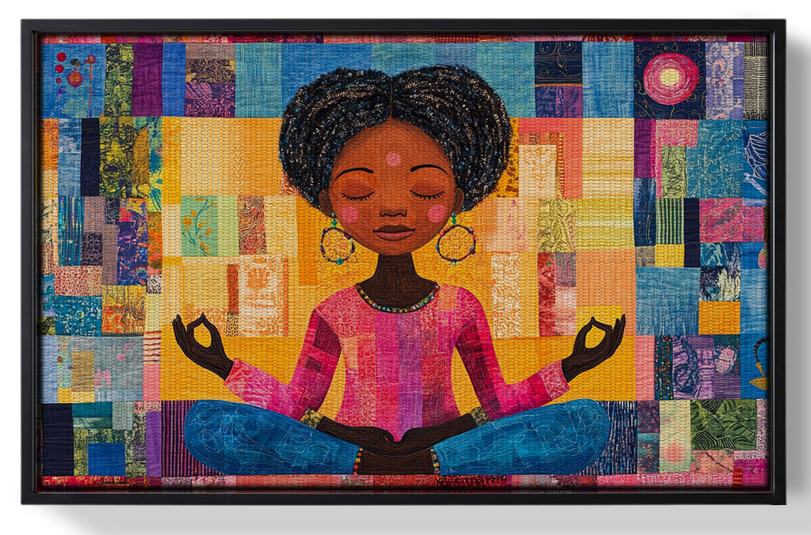 Framed Black Girl Meditation Black children wall art for home decor