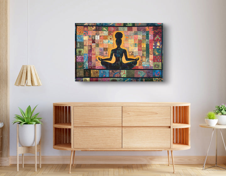 Black Woman Chakra Meditation Wall Art