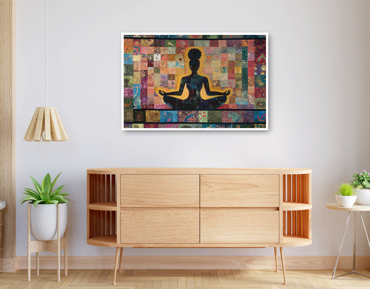 Alternate view of Black Woman Chakra Meditation African American wall art canvas print