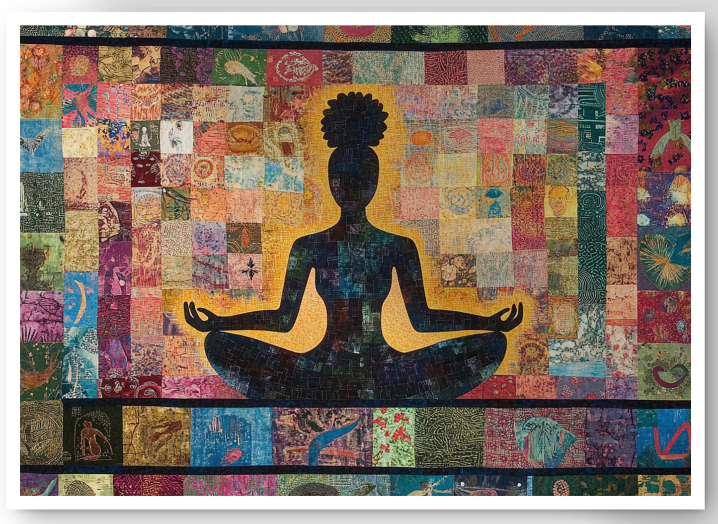 Black Woman Chakra Meditation African American wall art canvas print by MoomZee Artwork