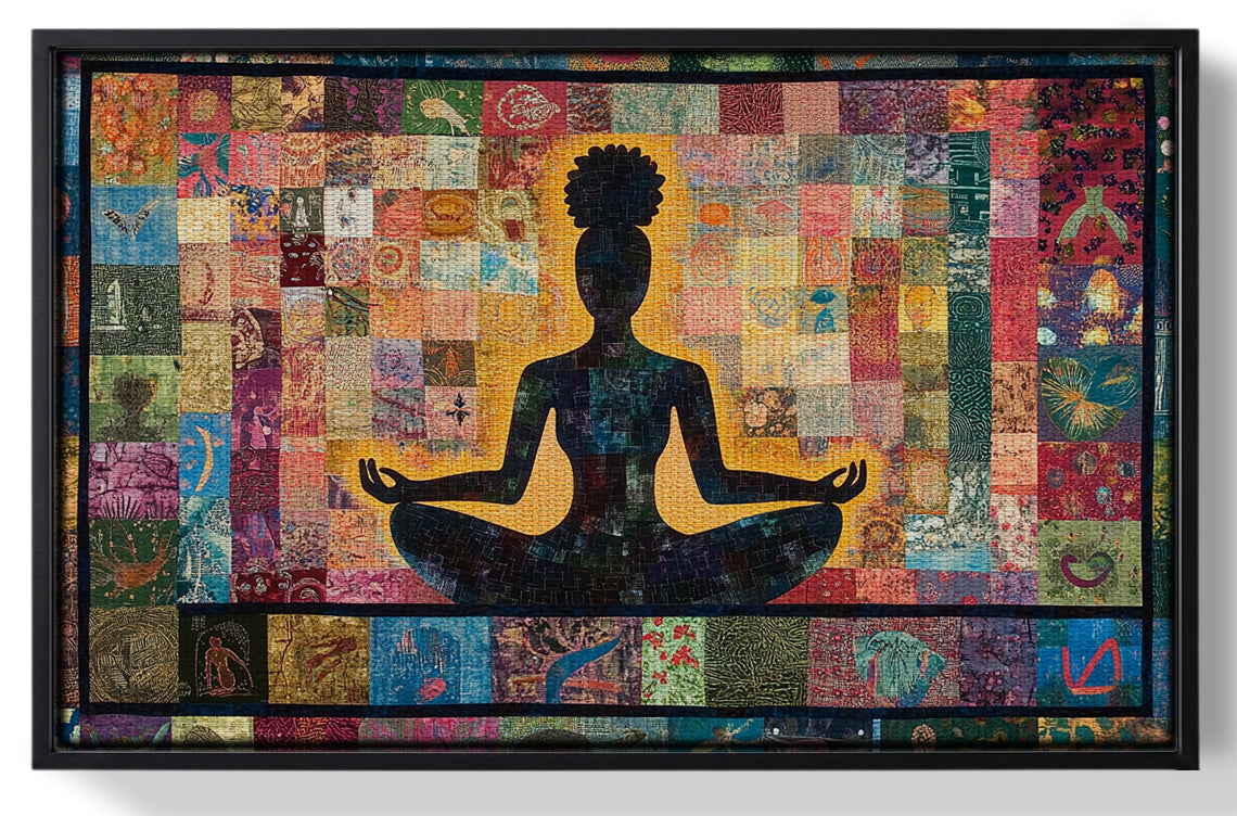 Framed Black Woman Chakra Meditation African American wall art for home decor