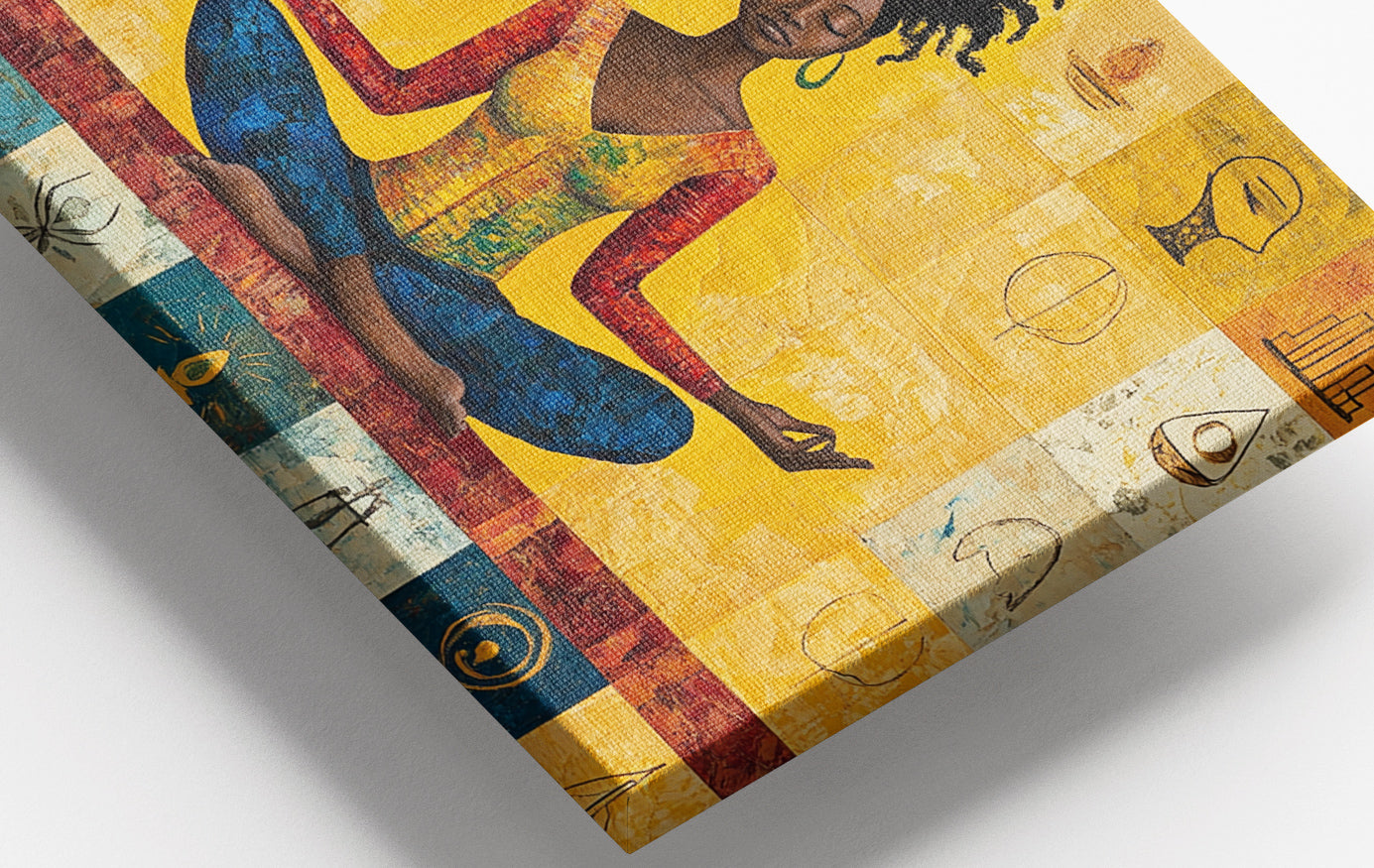 Close-up of Black Woman Yoga African American wall art detail