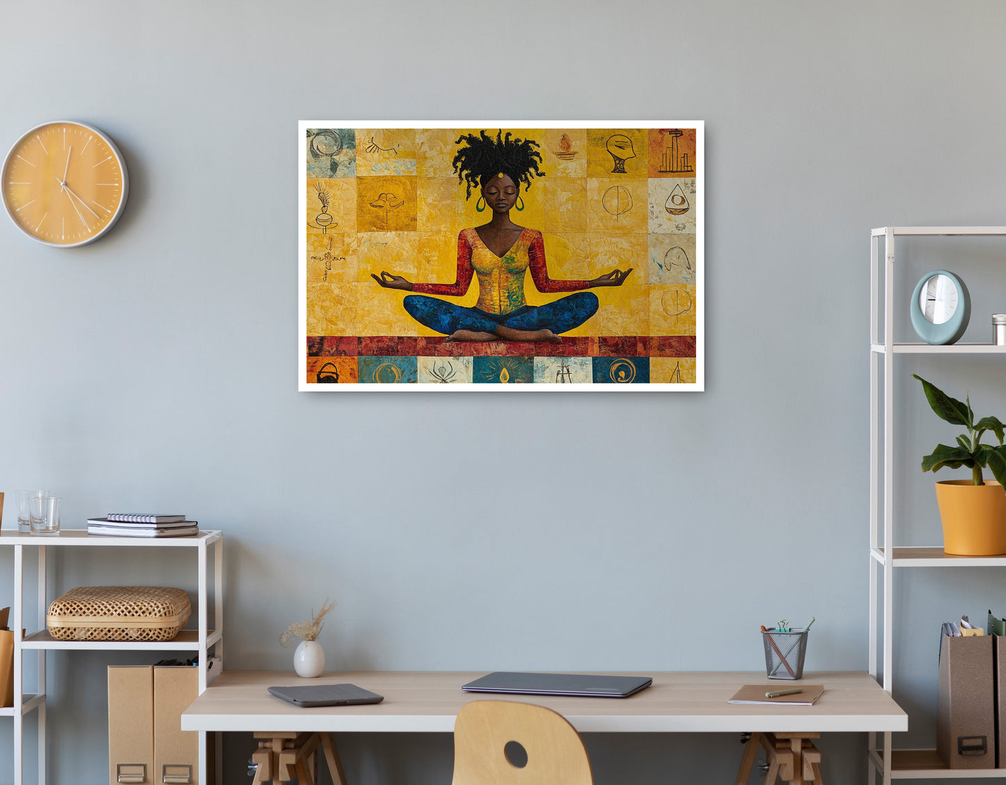 Black Woman Yoga African American wall art print view