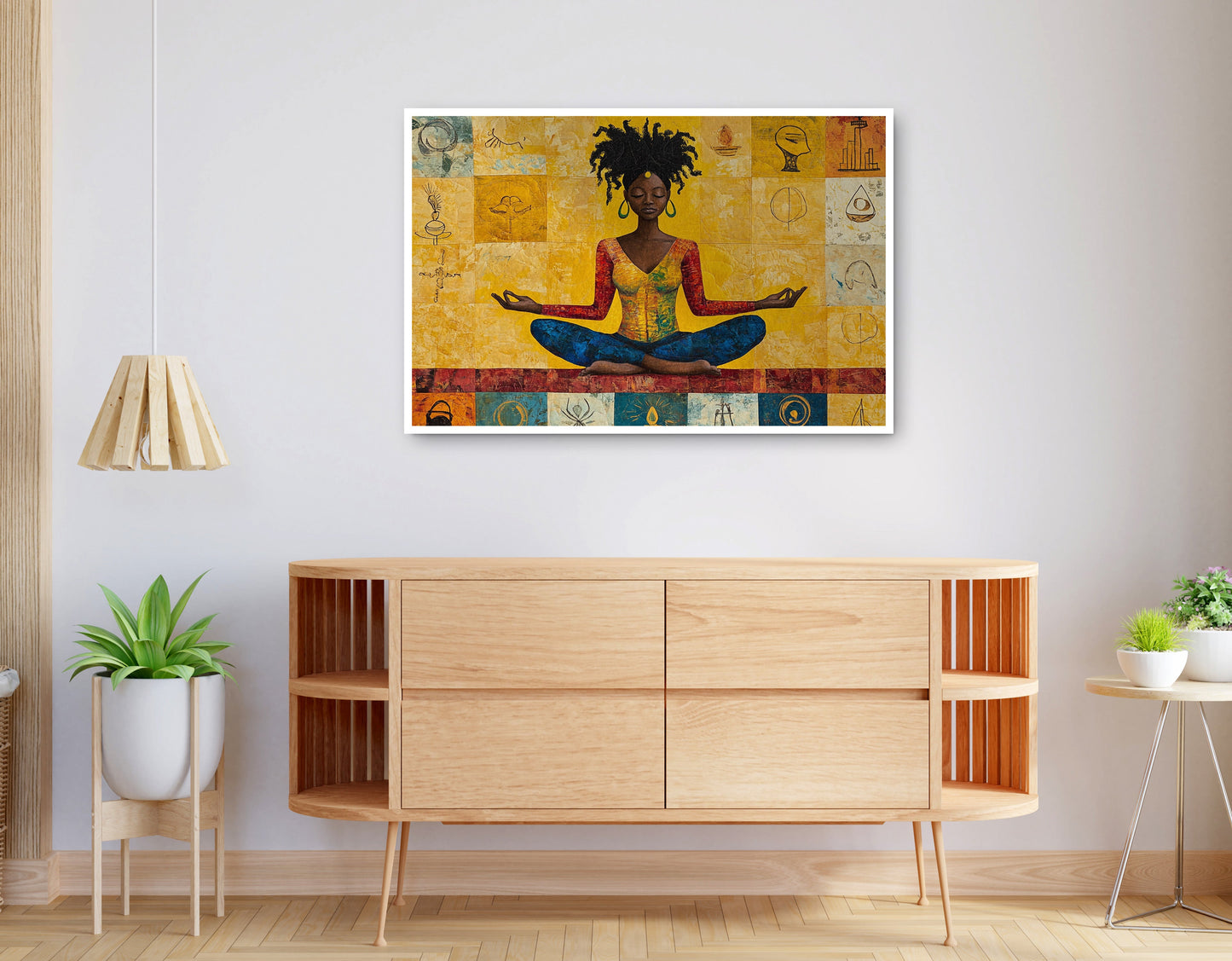 Alternate view of Black Woman Yoga African American wall art canvas print