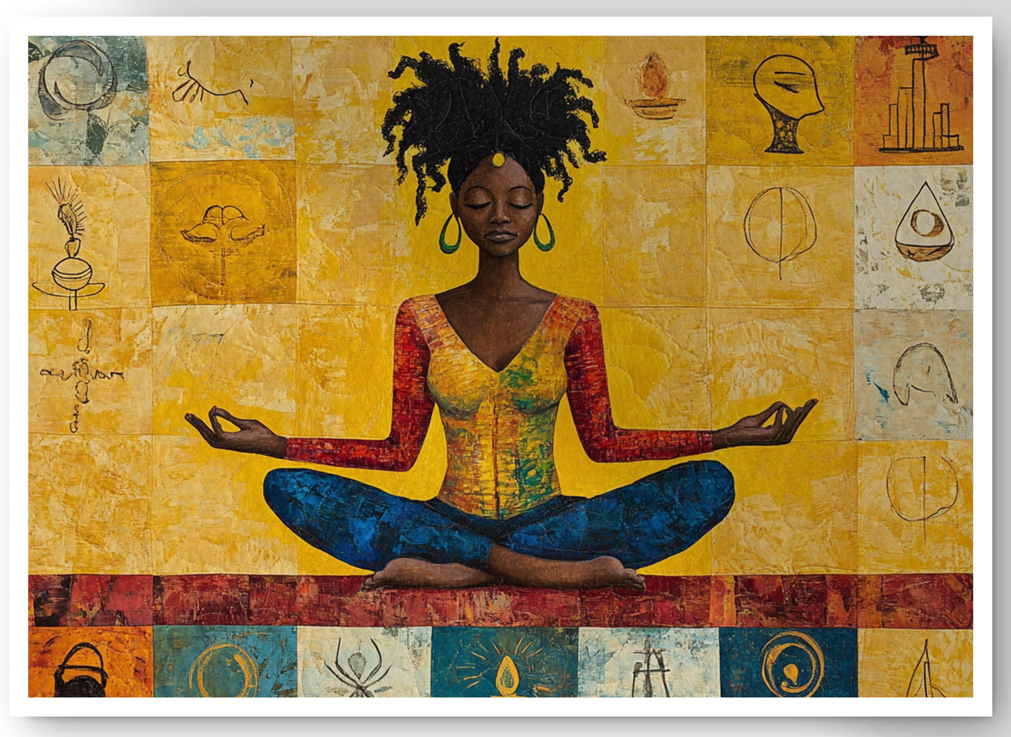 Black Woman Yoga African American wall art canvas print by MoomZee Artwork