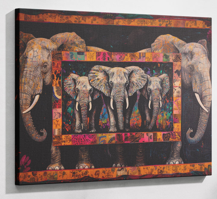 Elephant Family African American canvas print canvas print with visible wall art format