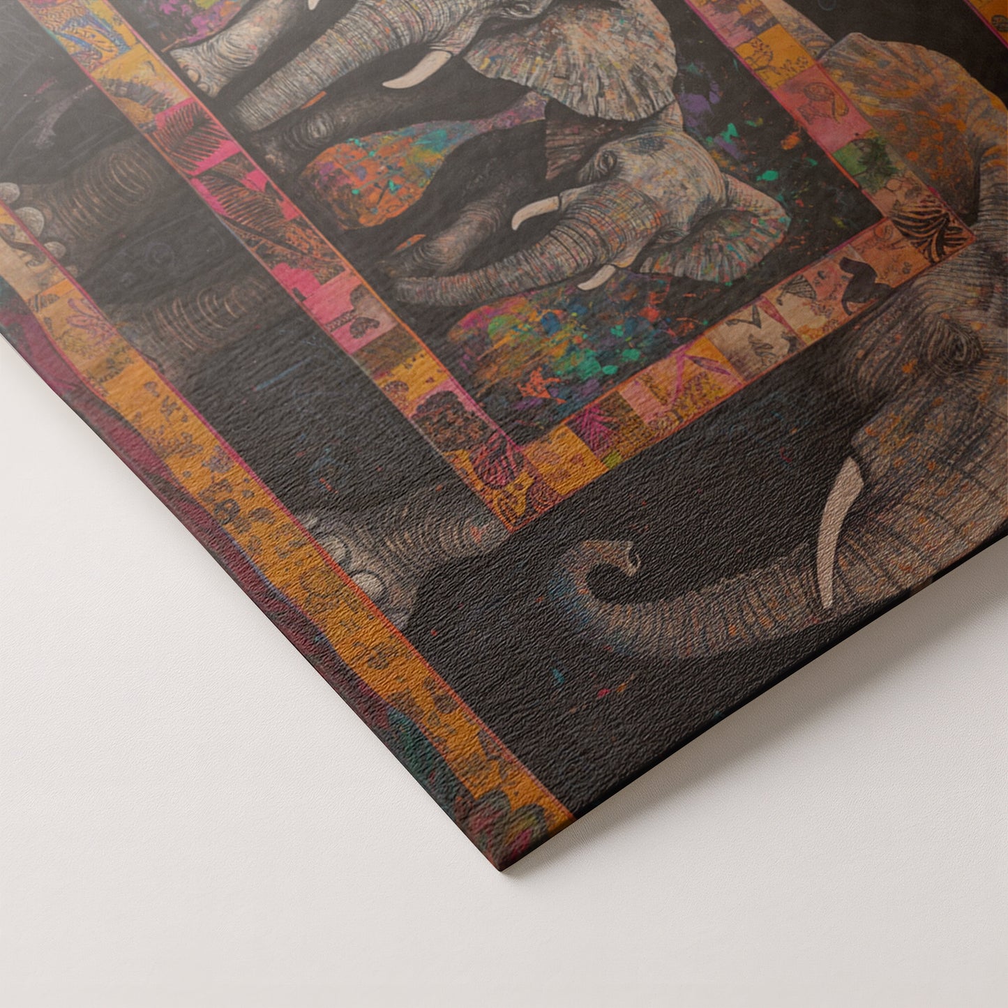 Elephant Family African American canvas print artwork by MoomZee Artwork