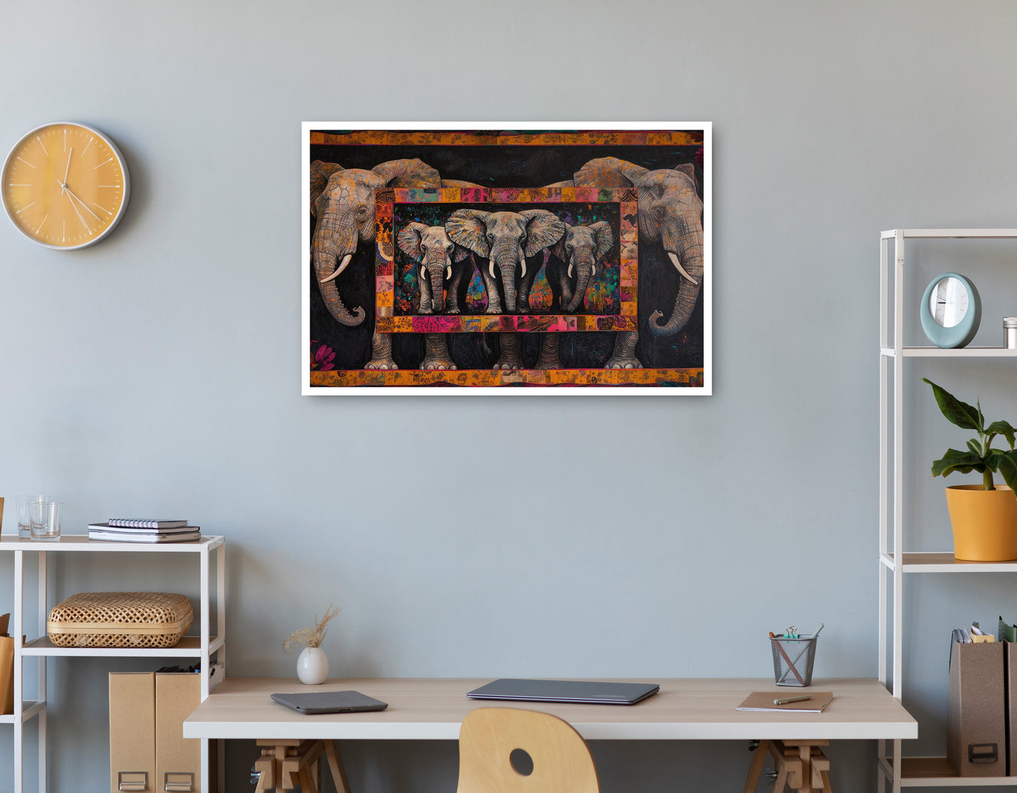 Elephant Family African American canvas print print view
