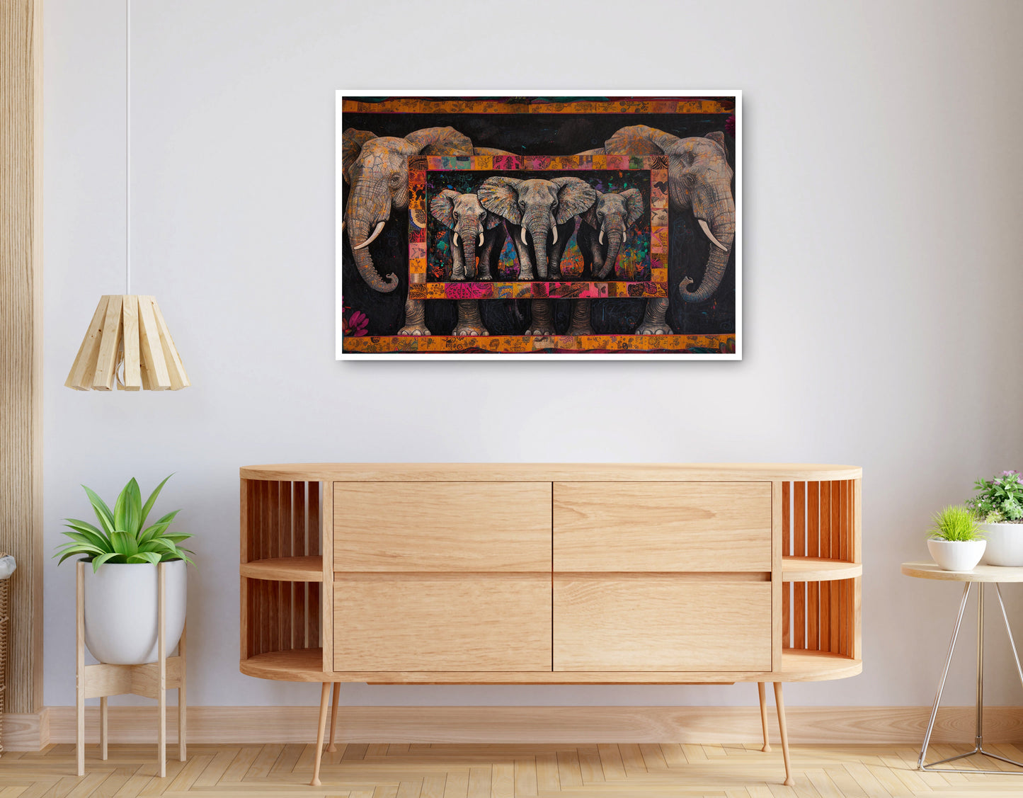 Alternate view of Elephant Family African American canvas print