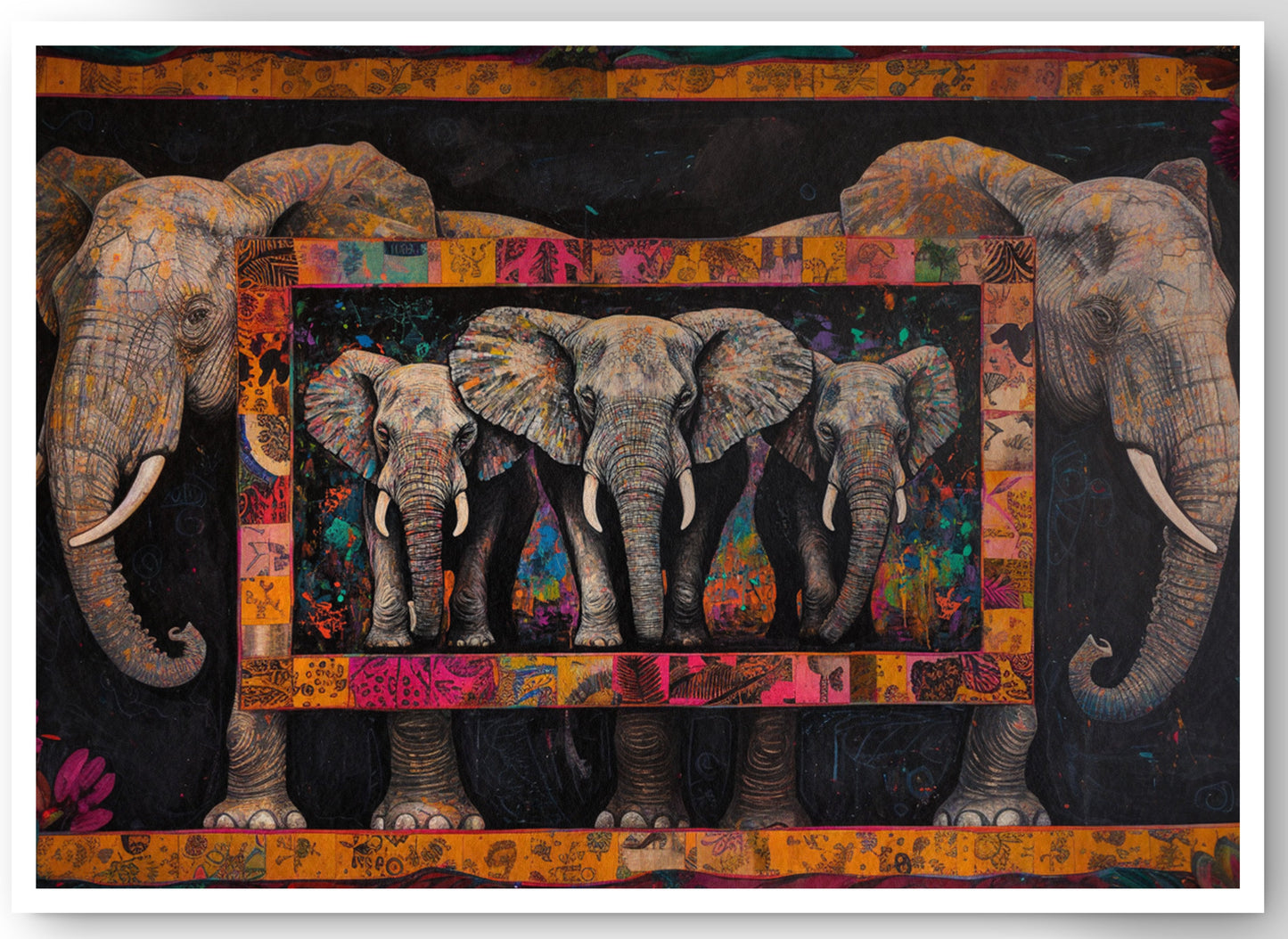 Elephant Family African American canvas print by MoomZee Artwork