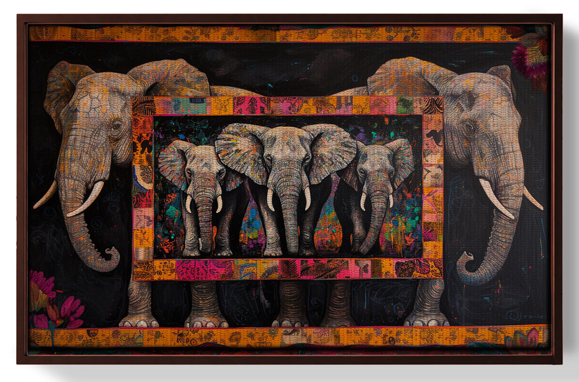Elephant Family African American canvas print view 31