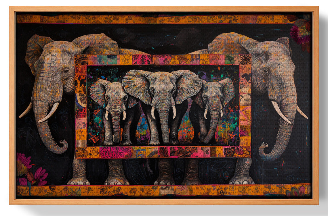 Elephant Family African American canvas print view 43