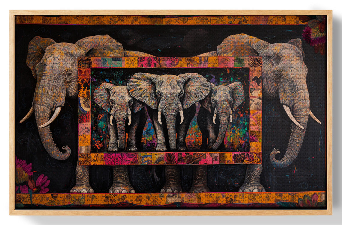 Elephant Family African American canvas print view 49