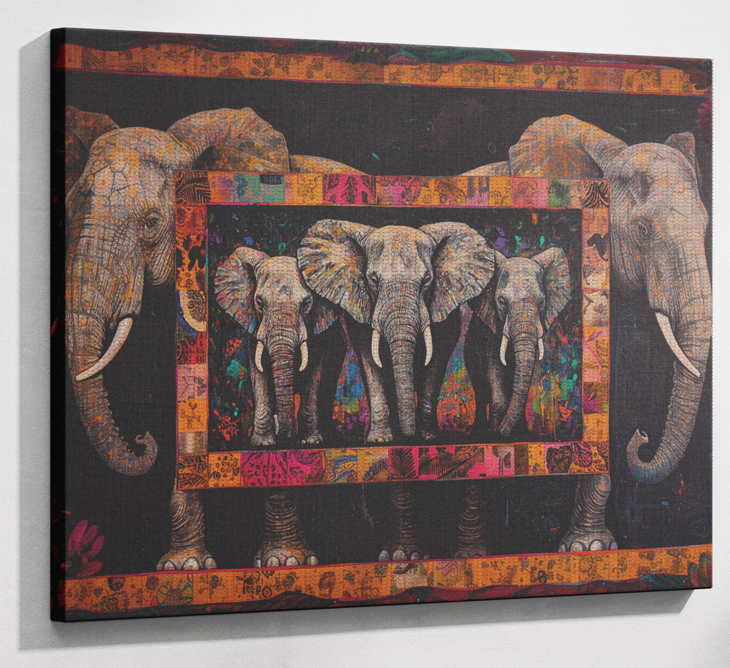 Elephant Family African American canvas print view 13