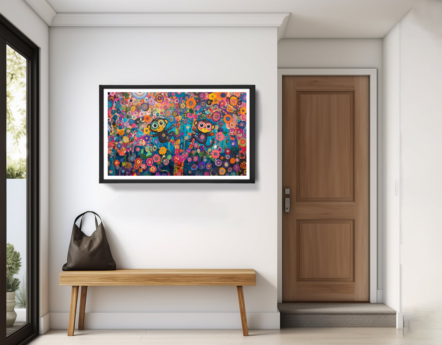 Monkey Floral Folk Black African American canvas print view 71