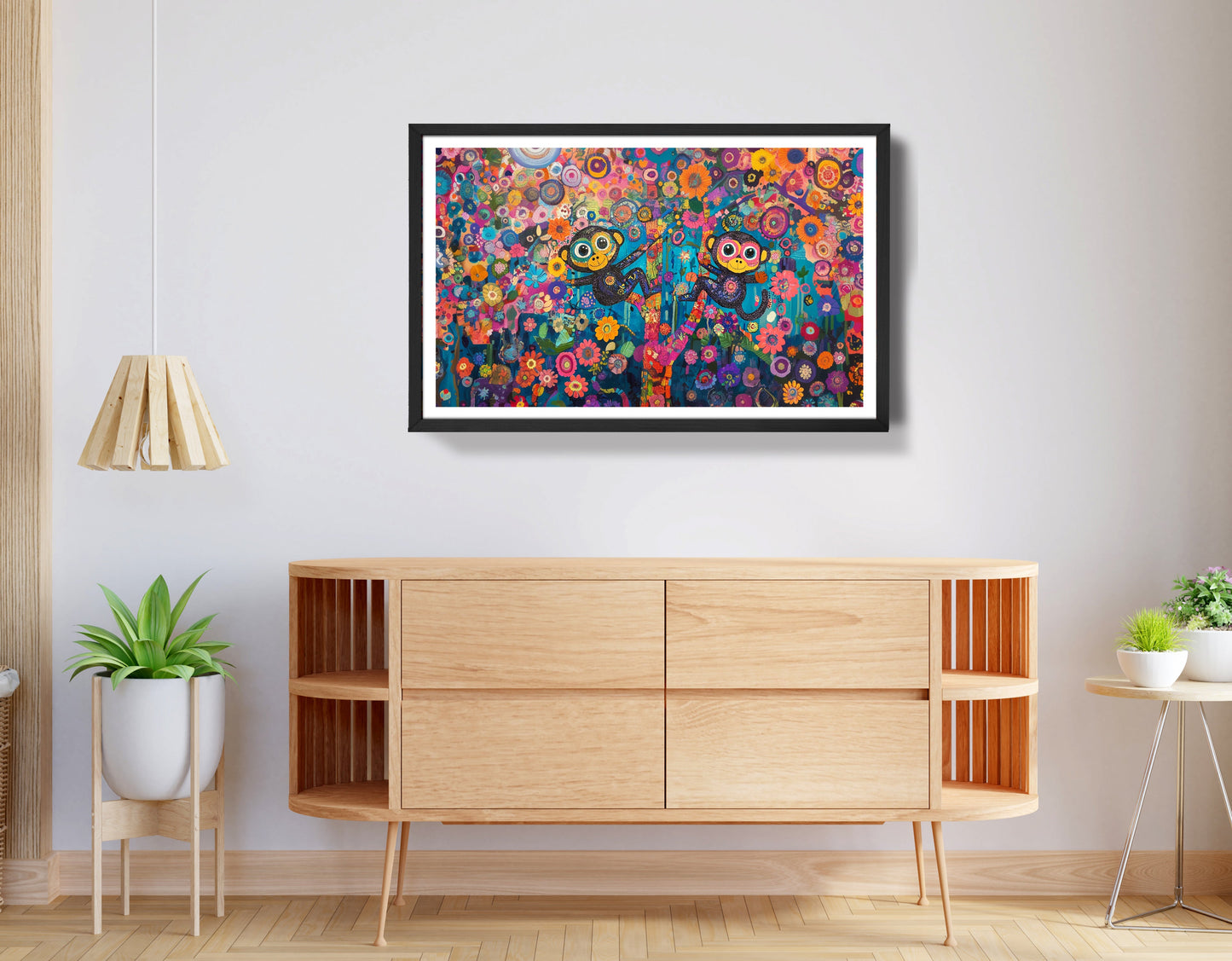 Monkey Floral Folk Black African American canvas print view 68