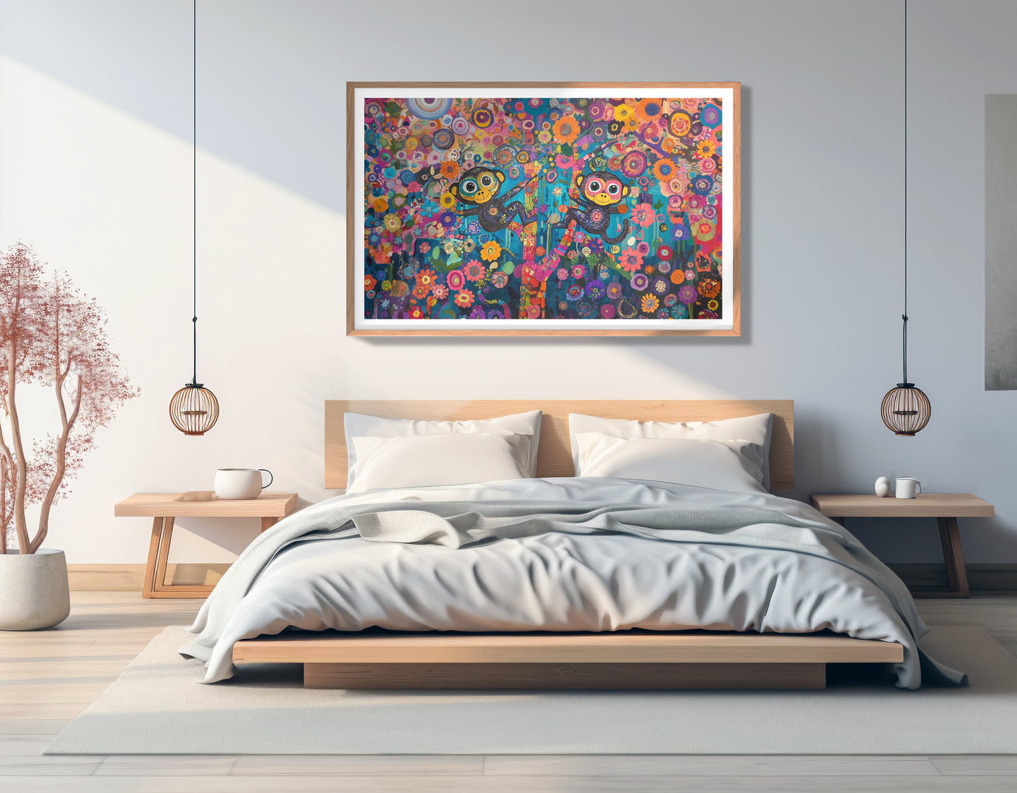 Monkey Floral Folk Black African American canvas print view 81