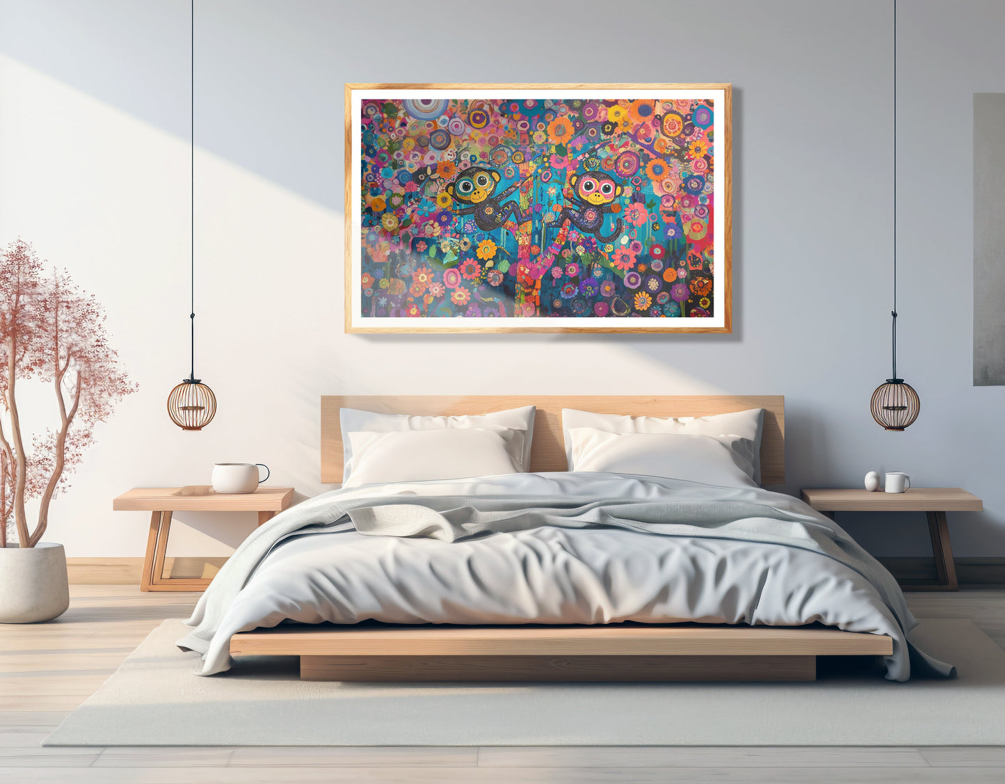 Monkey Floral Folk Black African American canvas print view 75