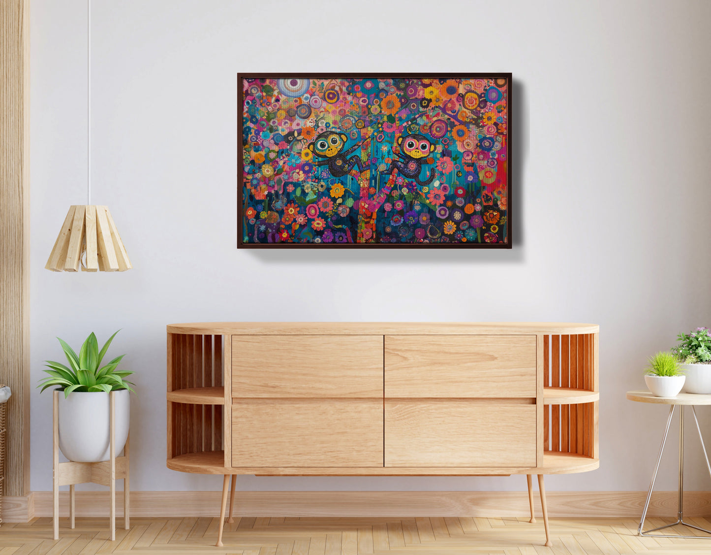Monkey Floral Folk Black African American canvas print view 32