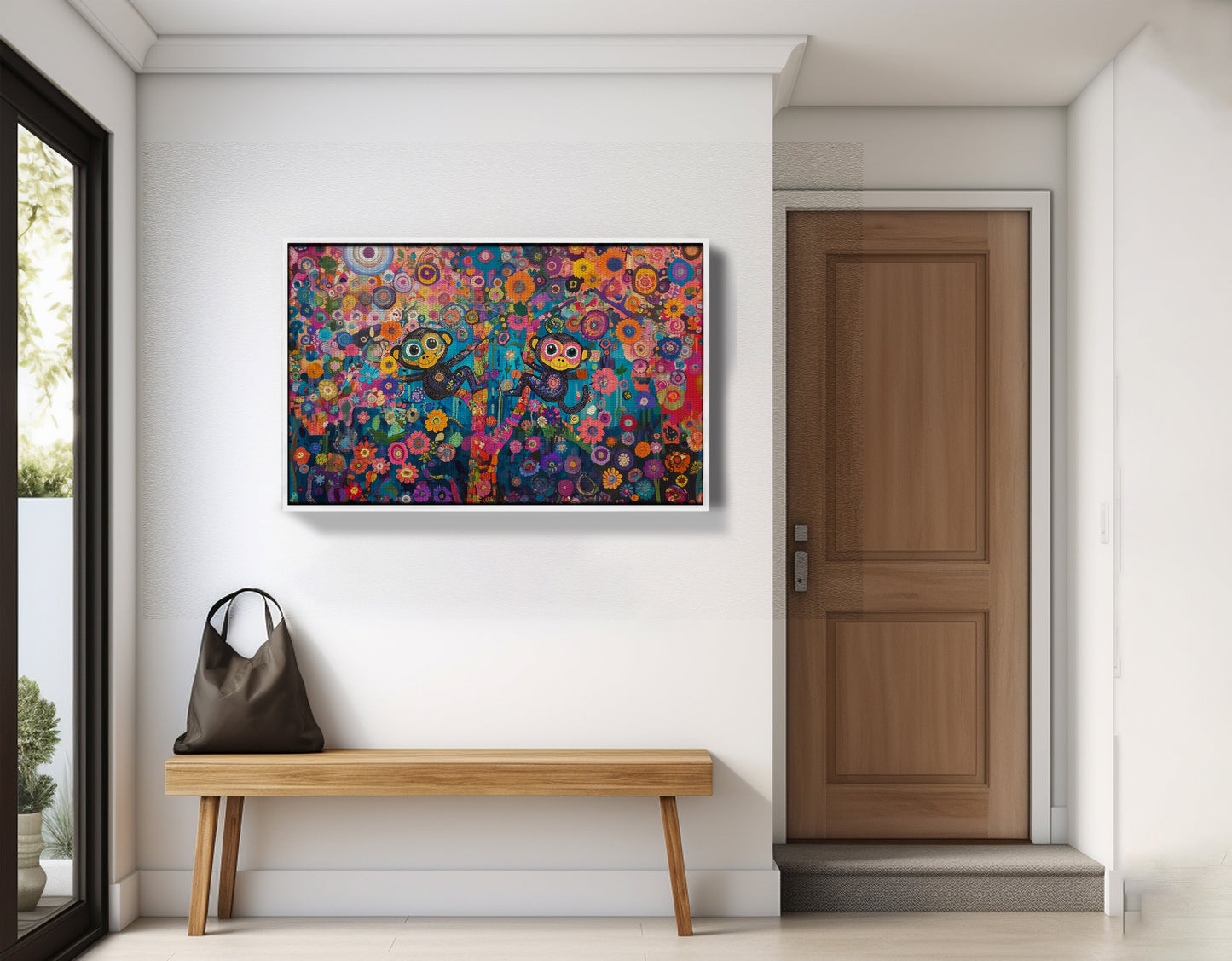 Monkey Floral Folk Black African American canvas print view 65