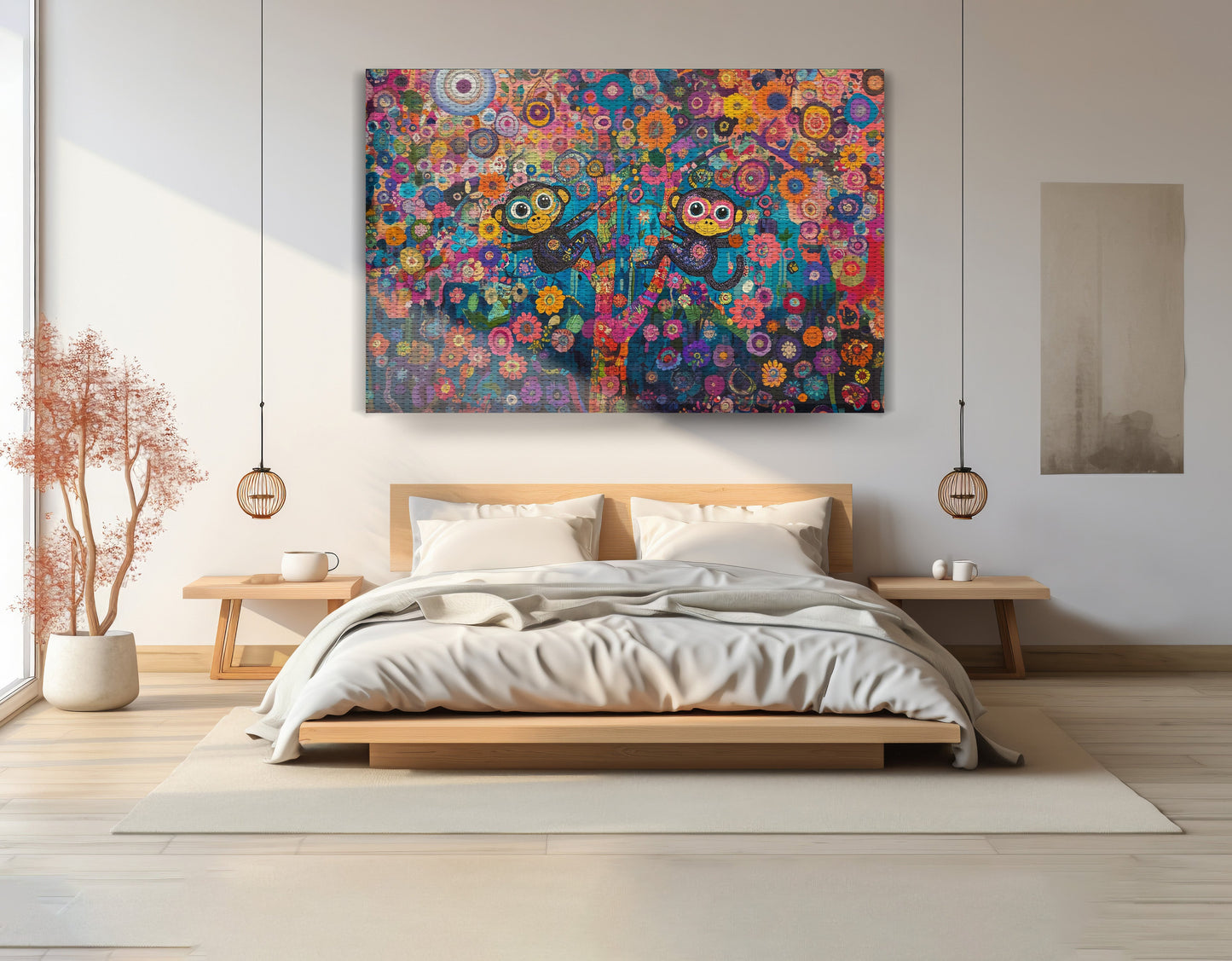 Monkey Floral Folk Black African American canvas print view 15