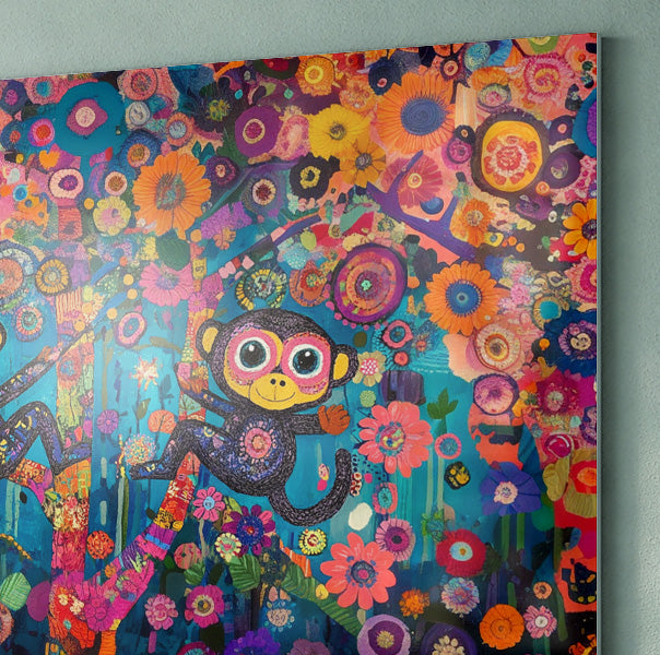 Monkey Floral Folk Black African American canvas print view 22
