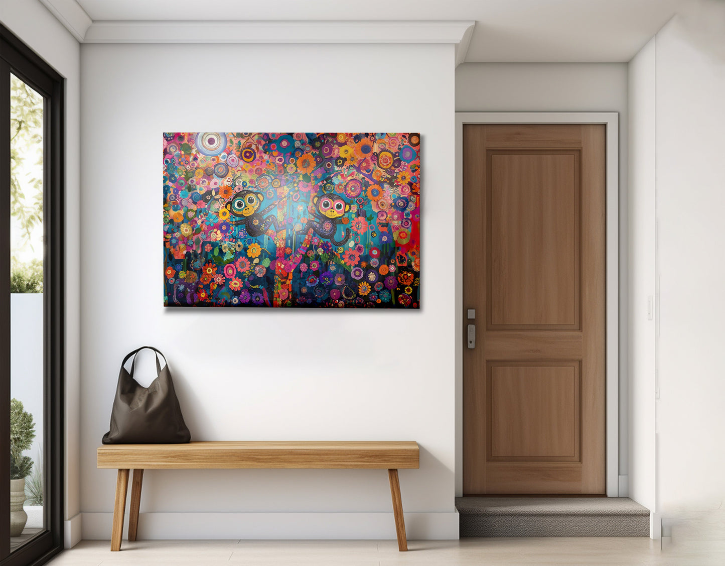 Monkey Floral Folk Black African American canvas print view 23