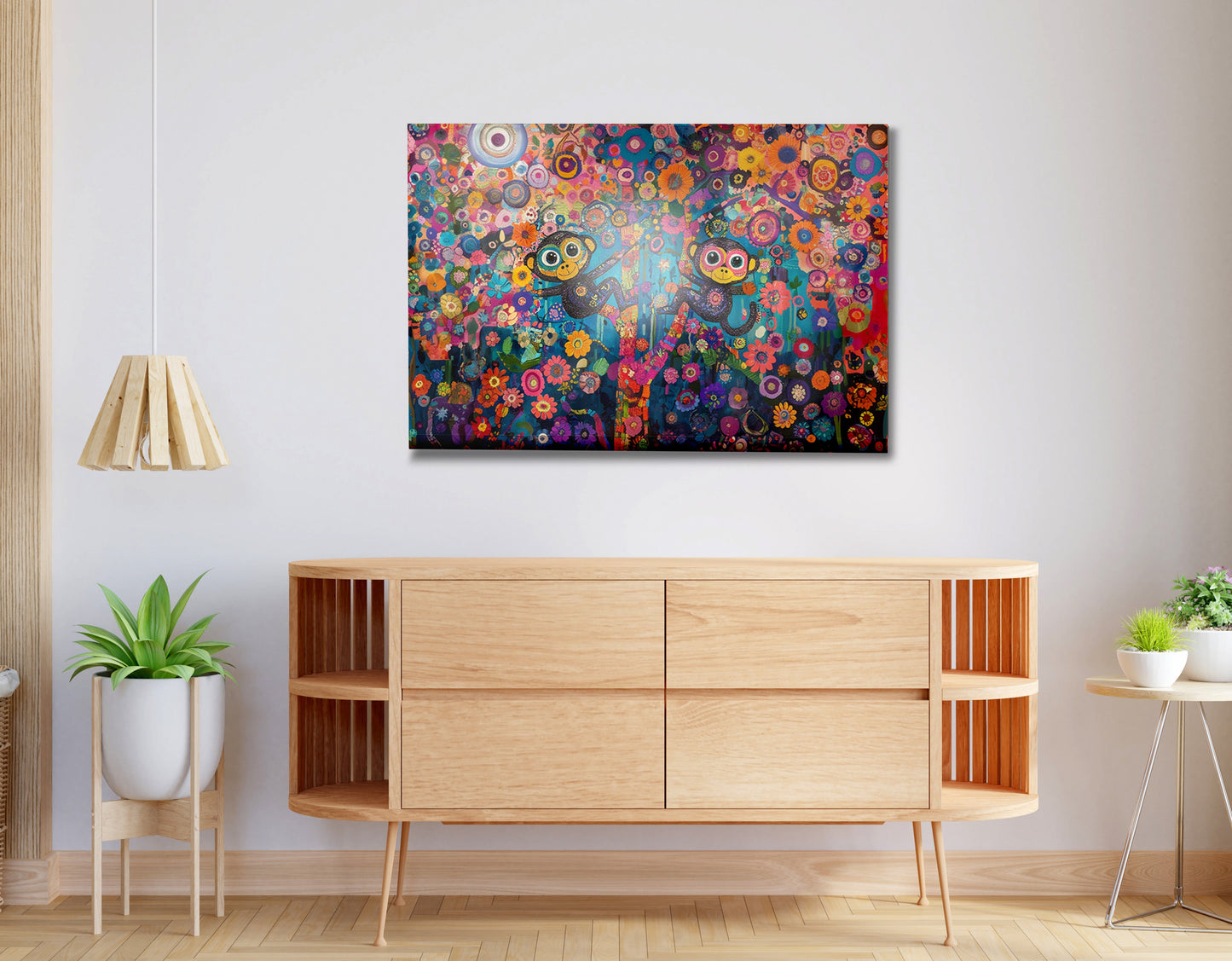 Monkey Floral Folk Black African American canvas print view 20